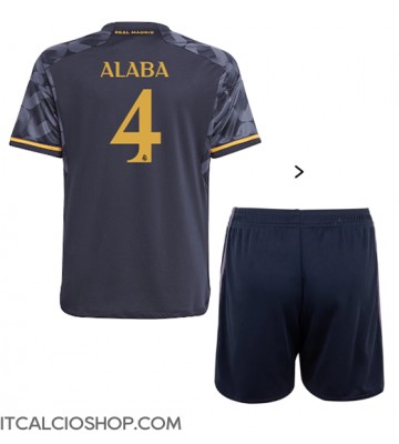 Real Madrid David Alaba #4 Seconda Maglia Bambino 2023-24 Manica Corta (+ Pantaloni corti)